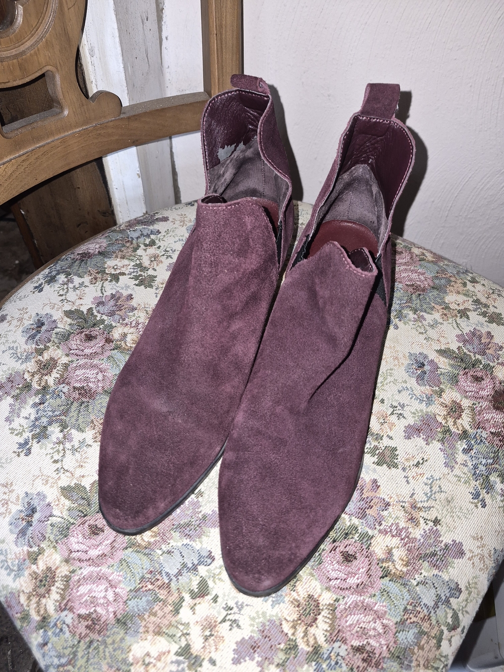 Crown Vintage Plum Suede Chelsea Booties